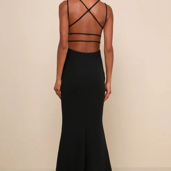 Lulu's Black Backless Mermaid Maxi Dress - Picture 2 of 4
